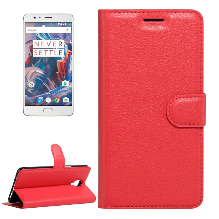 For OnePlus  3 & 3T Litchi Texture Horizontal Flip Leather Case with Magnetic Buckle & Holder & Card Slots & Wallet