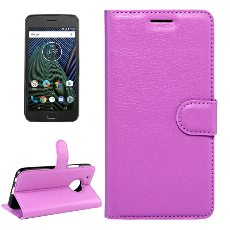 For Motorola Moto G Plus (5th Gen.) Litchi Texture Horizontal Flip Leather Case with Magnetic Buckle & Holder & Card Slots & Wallet