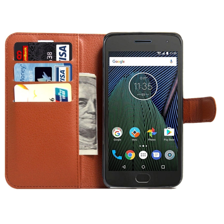 For Motorola Moto G Plus (5th Gen.) Litchi Texture Horizontal Flip Leather Case with Magnetic Buckle & Holder & Card Slots & Wallet