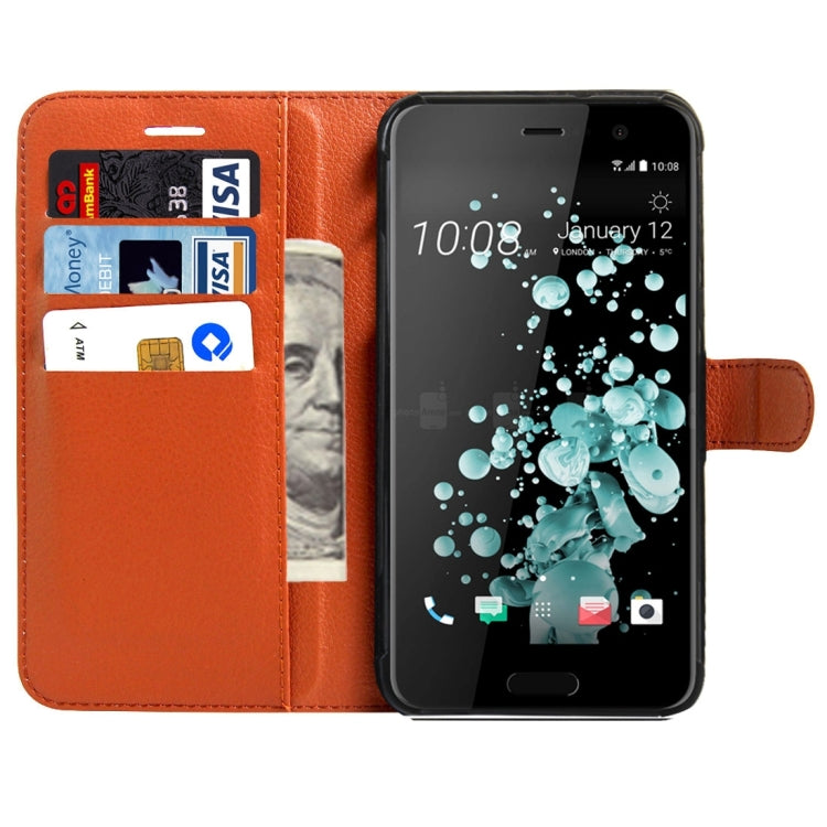 For HTC U Play Litchi Texture Horizontal Flip Leather Case with Magnetic Buckle & Holder & Card Slots & Wallet