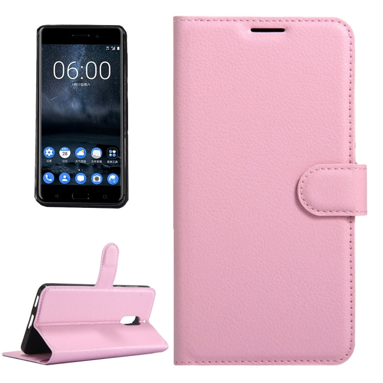 For Nokia 6 Litchi Texture Horizontal Flip Leather Case with Magnetic Buckle & Holder & Card Slots & Wallet