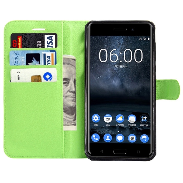 For Nokia 6 Litchi Texture Horizontal Flip Leather Case with Magnetic Buckle & Holder & Card Slots & Wallet