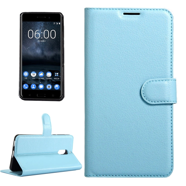 For Nokia 6 Litchi Texture Horizontal Flip Leather Case with Magnetic Buckle & Holder & Card Slots & Wallet