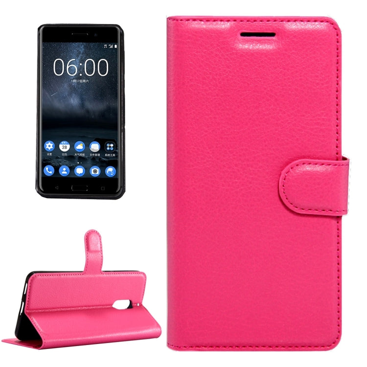 For Nokia 6 Litchi Texture Horizontal Flip Leather Case with Magnetic Buckle & Holder & Card Slots & Wallet