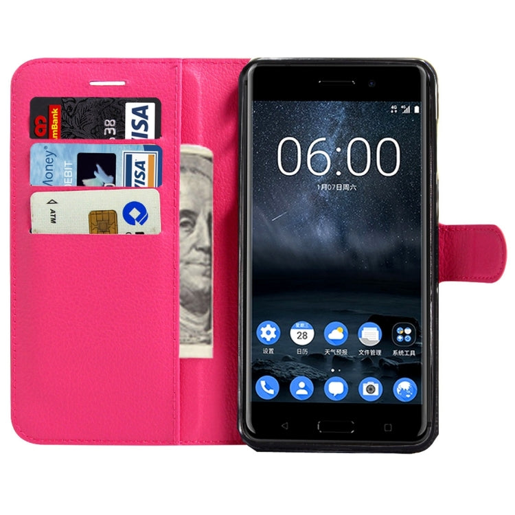 For Nokia 6 Litchi Texture Horizontal Flip Leather Case with Magnetic Buckle & Holder & Card Slots & Wallet