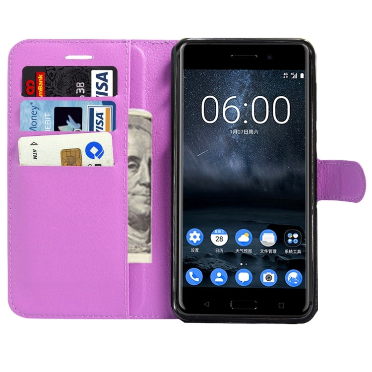 For Nokia 6 Litchi Texture Horizontal Flip Leather Case with Magnetic Buckle & Holder & Card Slots & Wallet
