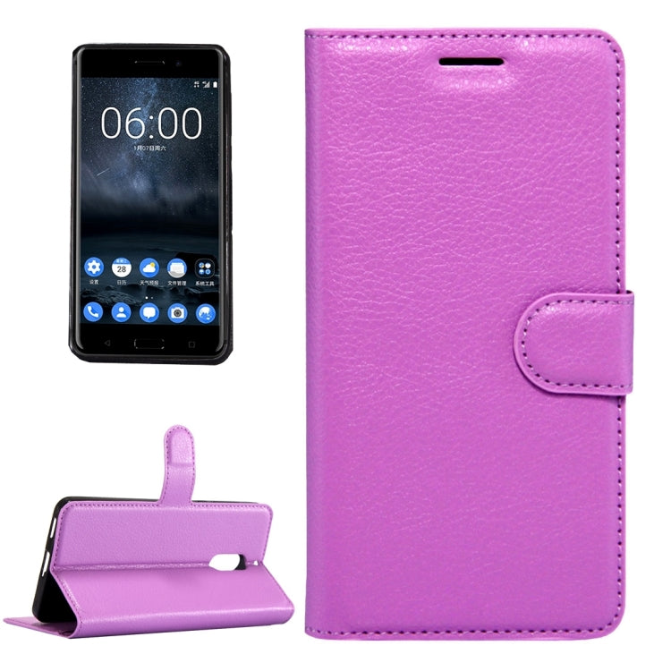 For Nokia 6 Litchi Texture Horizontal Flip Leather Case with Magnetic Buckle & Holder & Card Slots & Wallet