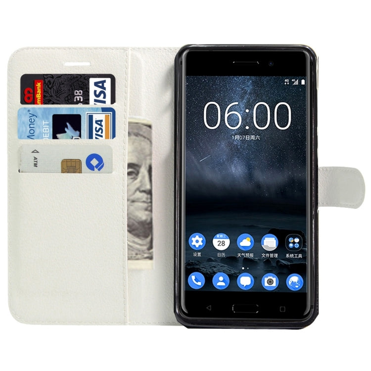 For Nokia 6 Litchi Texture Horizontal Flip Leather Case with Magnetic Buckle & Holder & Card Slots & Wallet