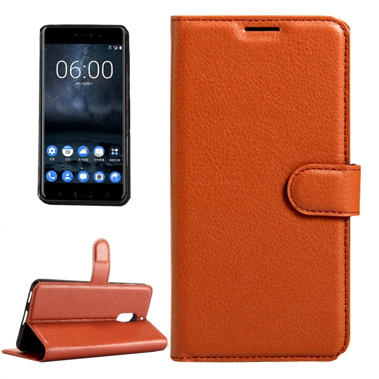 For Nokia 6 Litchi Texture Horizontal Flip Leather Case with Magnetic Buckle & Holder & Card Slots & Wallet