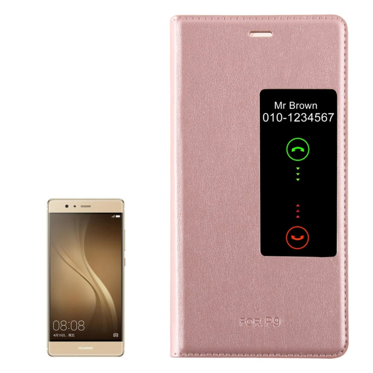 For Huawei  P9 Horizontal Flip Leather Case with Touch Call Display ID & Sleep / Wake-up Function
