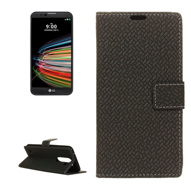 For LG X Mach Knit Texture Horizontal Flip Leather Case with Holder & Card Slots & Wallet & Photo Frame