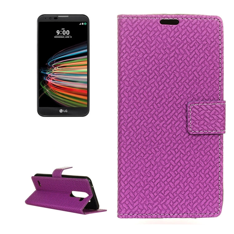 For LG X Mach Knit Texture Horizontal Flip Leather Case with Holder & Card Slots & Wallet & Photo Frame