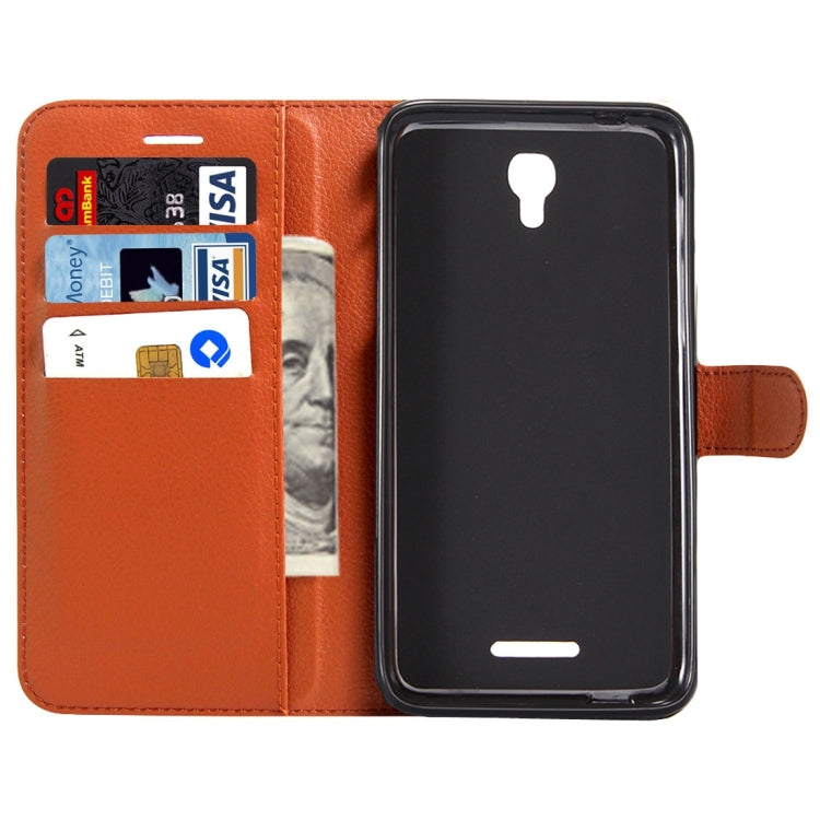 For Alcatel Pixi 4 (5.5) / 5012G / 5012F Litchi Texture Horizontal Flip Leather Case with Magnetic Buckle & Holder & Card Slots & Wallet