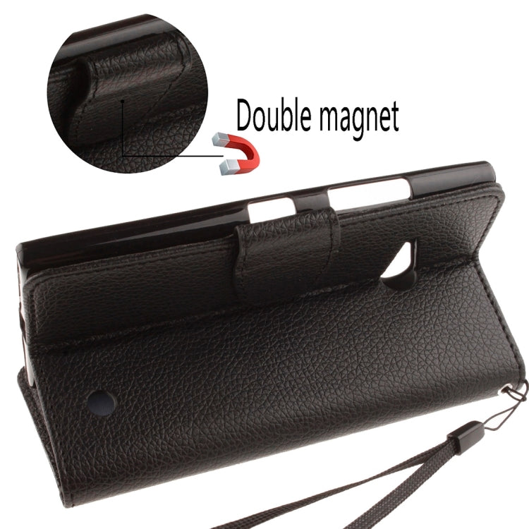 For Nokia Lumia 730 Litchi Texture Horizontal Flip Leather Case with Holder & Card Slots & Wallet & Photo Frame & Lanyard