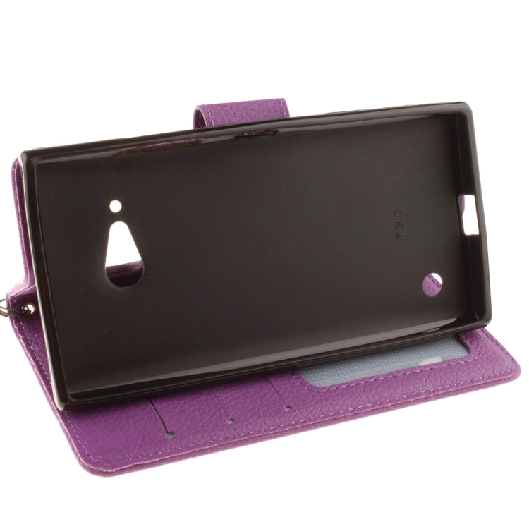 For Nokia Lumia 730 Litchi Texture Horizontal Flip Leather Case with Holder & Card Slots & Wallet & Photo Frame & Lanyard