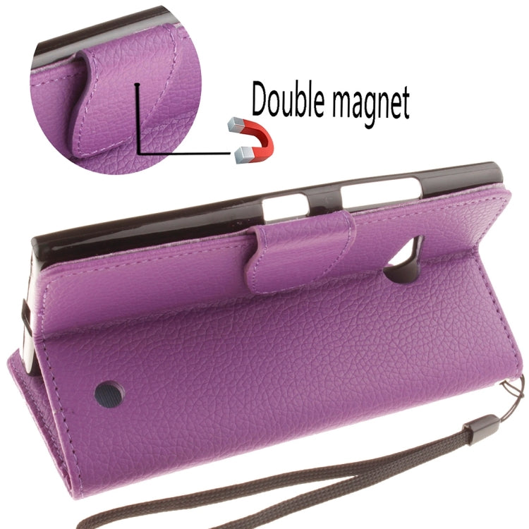 For Nokia Lumia 730 Litchi Texture Horizontal Flip Leather Case with Holder & Card Slots & Wallet & Photo Frame & Lanyard