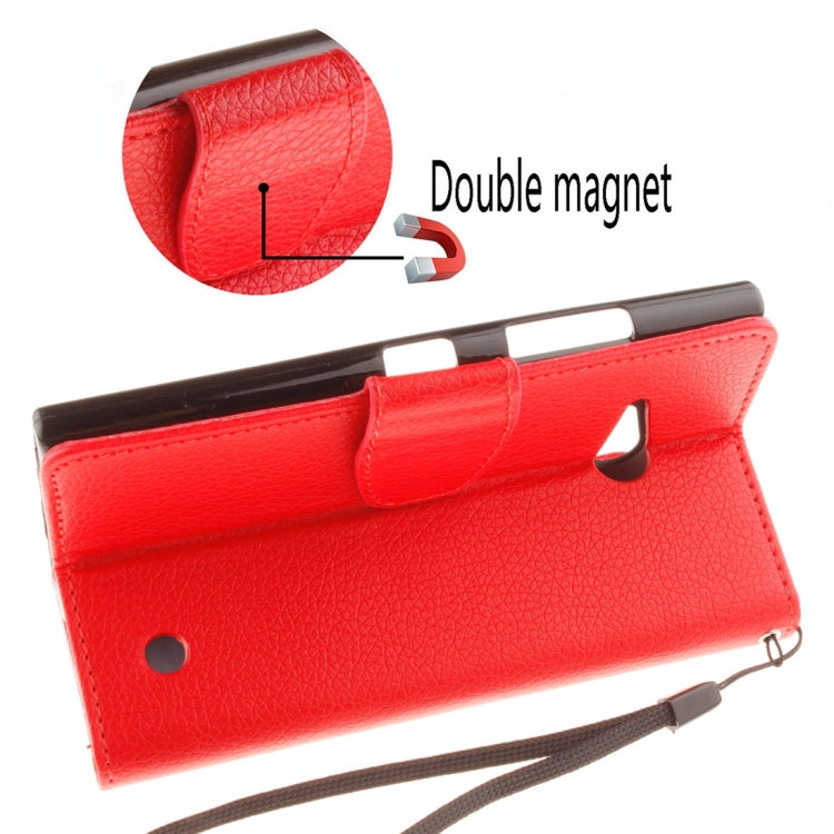 For Nokia Lumia 730 Litchi Texture Horizontal Flip Leather Case with Holder & Card Slots & Wallet & Photo Frame & Lanyard