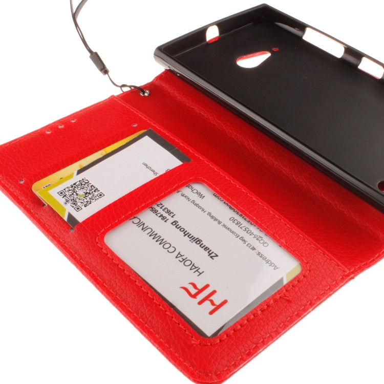 For Nokia Lumia 730 Litchi Texture Horizontal Flip Leather Case with Holder & Card Slots & Wallet & Photo Frame & Lanyard