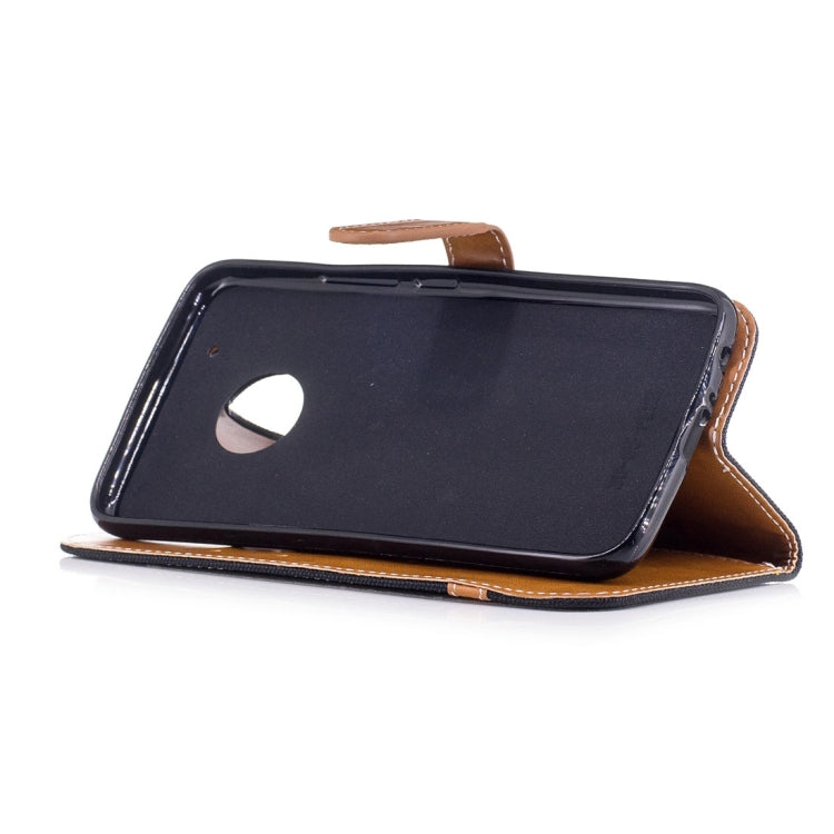 For Motorola Moto G5 Plus Denim Texture Leather Case with Holder & Card Slots & Wallet & Lanyard