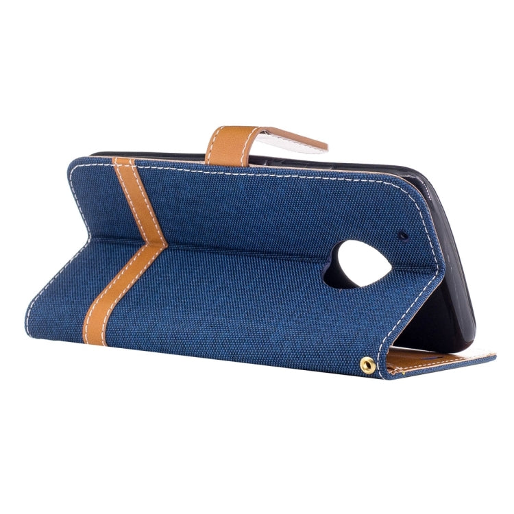 For Motorola Moto G5 Plus Denim Texture Leather Case with Holder & Card Slots & Wallet & Lanyard