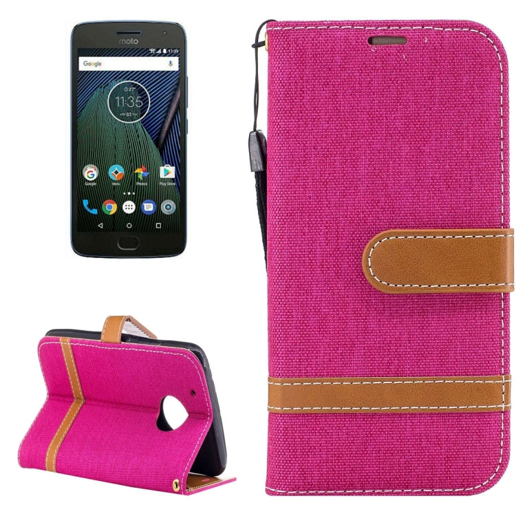 For Motorola Moto G5 Plus Denim Texture Leather Case with Holder & Card Slots & Wallet & Lanyard
