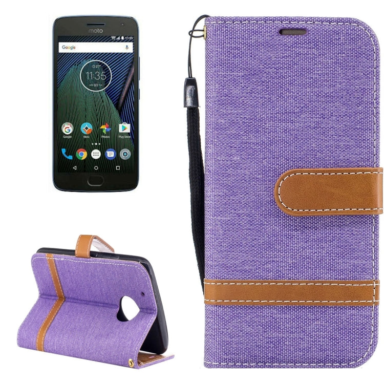 For Motorola Moto G5 Plus Denim Texture Leather Case with Holder & Card Slots & Wallet & Lanyard