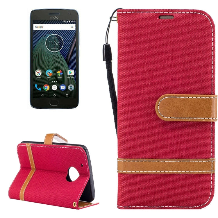 For Motorola Moto G5 Plus Denim Texture Leather Case with Holder & Card Slots & Wallet & Lanyard