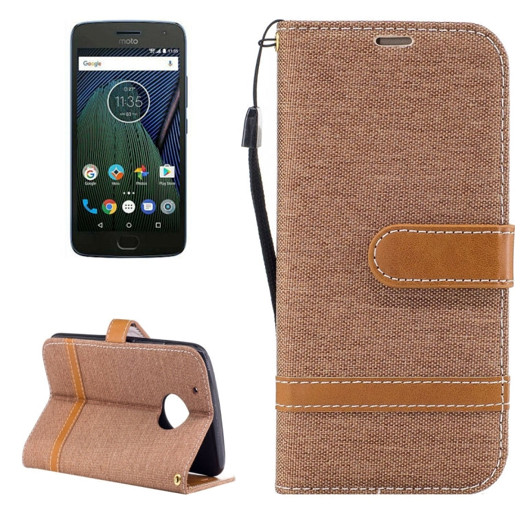 For Motorola Moto G5 Plus Denim Texture Leather Case with Holder & Card Slots & Wallet & Lanyard