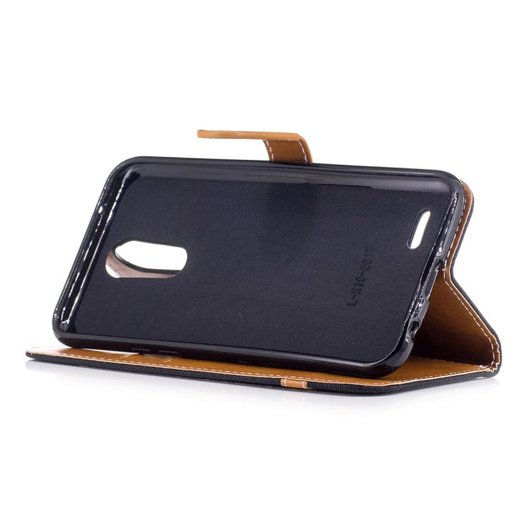 For LG K10 (2017) Denim Texture Leather Case with Holder & Card Slots & Wallet & Lanyard