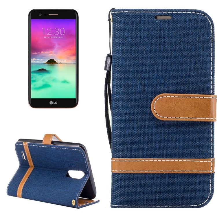 For LG K10 (2017) Denim Texture Leather Case with Holder & Card Slots & Wallet & Lanyard