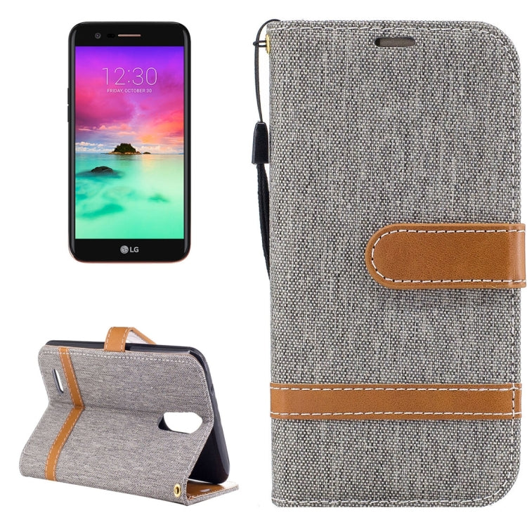 For LG K10 (2017) Denim Texture Leather Case with Holder & Card Slots & Wallet & Lanyard
