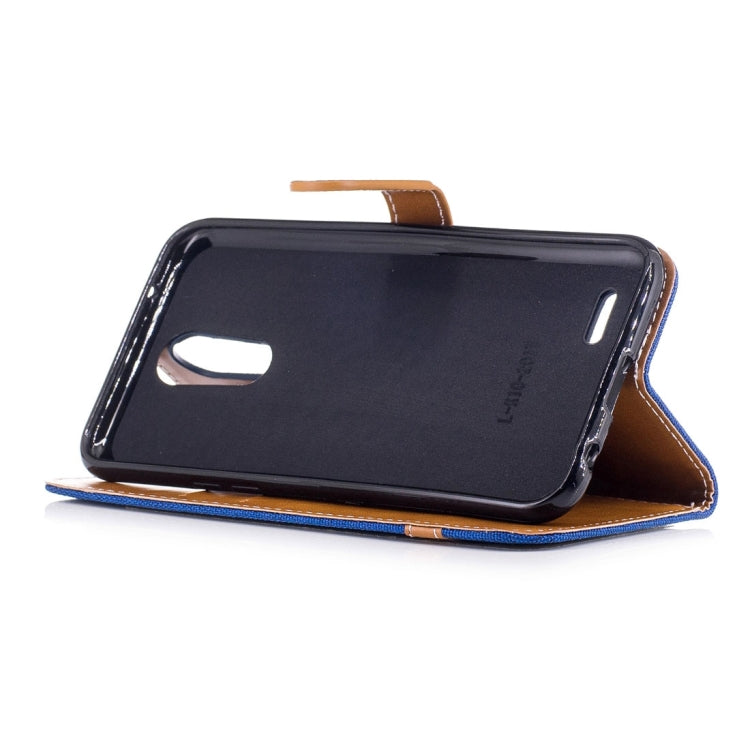 For LG K10 (2017) Denim Texture Leather Case with Holder & Card Slots & Wallet & Lanyard