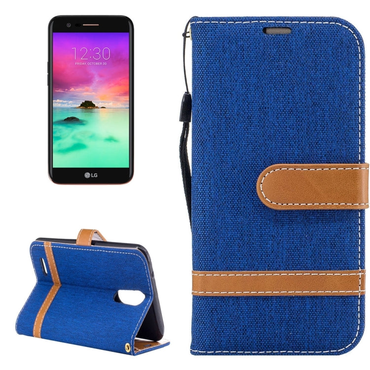For LG K10 (2017) Denim Texture Leather Case with Holder & Card Slots & Wallet & Lanyard