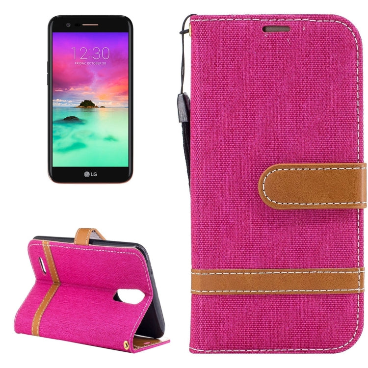 For LG K10 (2017) Denim Texture Leather Case with Holder & Card Slots & Wallet & Lanyard