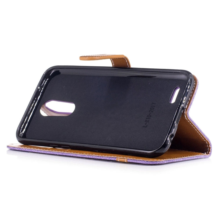 For LG K10 (2017) Denim Texture Leather Case with Holder & Card Slots & Wallet & Lanyard