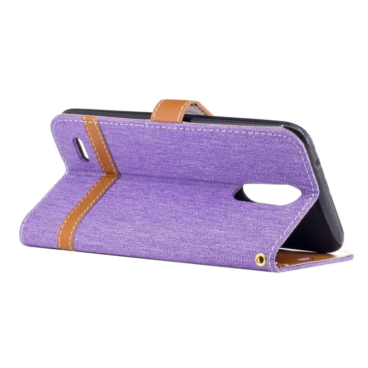 For LG K10 (2017) Denim Texture Leather Case with Holder & Card Slots & Wallet & Lanyard