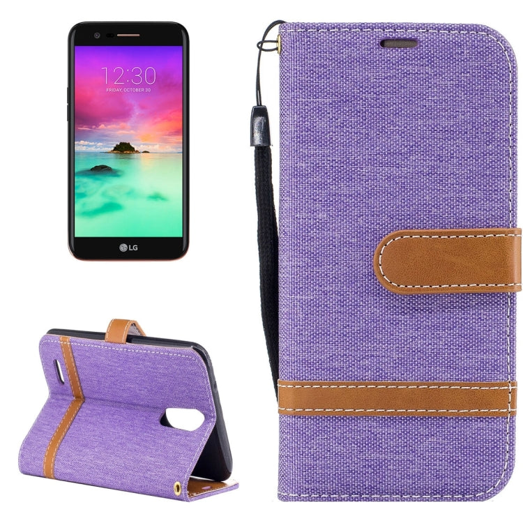 For LG K10 (2017) Denim Texture Leather Case with Holder & Card Slots & Wallet & Lanyard