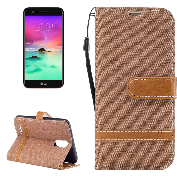 For LG K10 (2017) Denim Texture Leather Case with Holder & Card Slots & Wallet & Lanyard