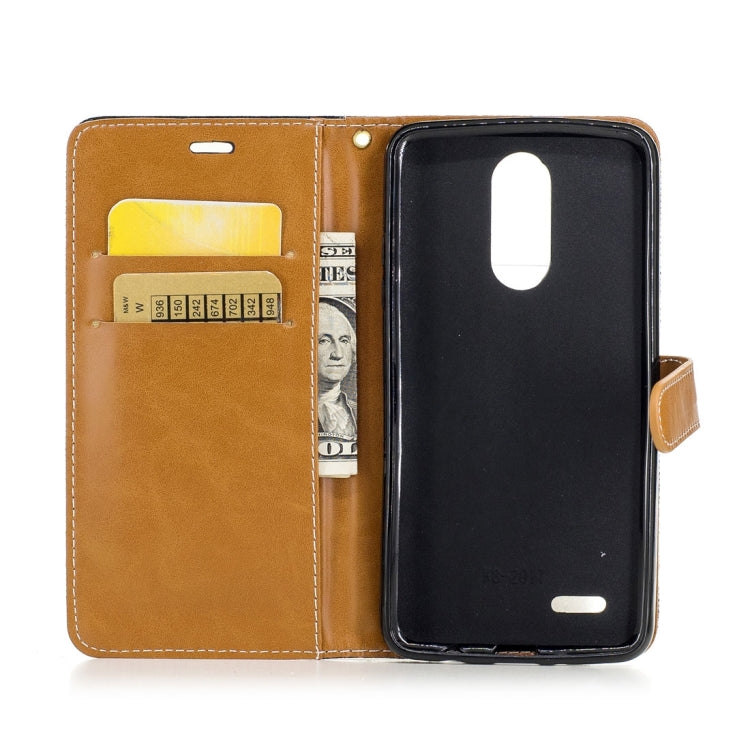 For LG K8 (2017) (EU Version) Denim Texture Leather Case with Holder & Card Slots & Wallet & Lanyard