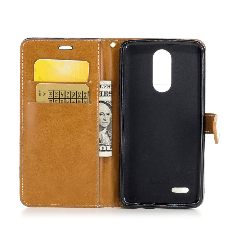 For LG K8 (2017) (EU Version) Denim Texture Leather Case with Holder & Card Slots & Wallet & Lanyard