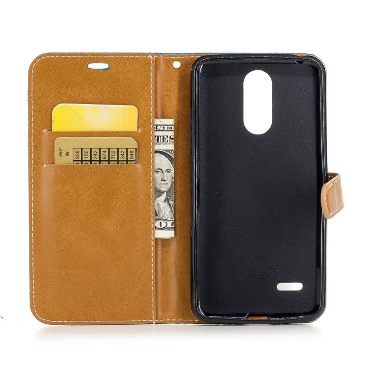 For LG K4 (2017) (EU Version) Denim Texture Leather Case with Holder & Card Slots & Wallet & Lanyard