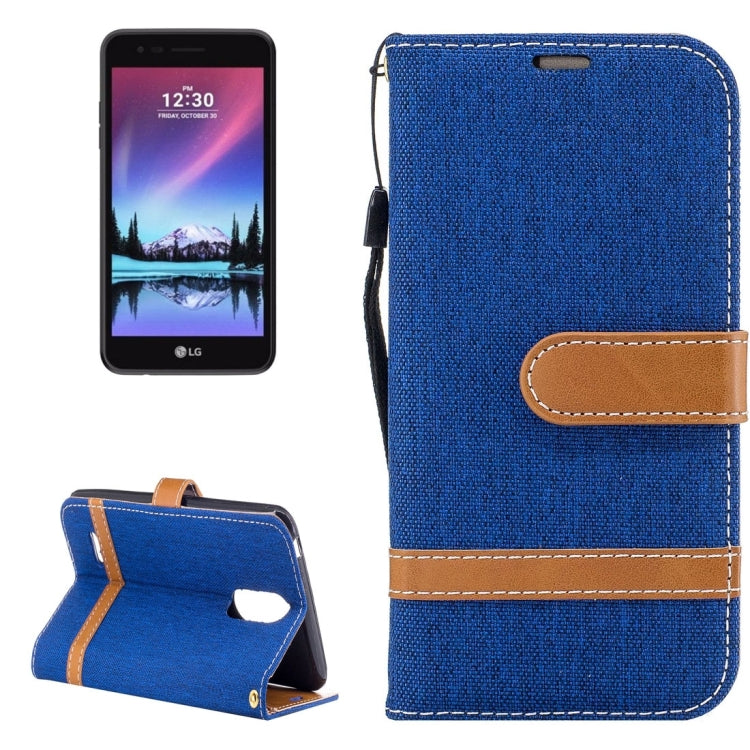 For LG K4 (2017) (EU Version) Denim Texture Leather Case with Holder & Card Slots & Wallet & Lanyard