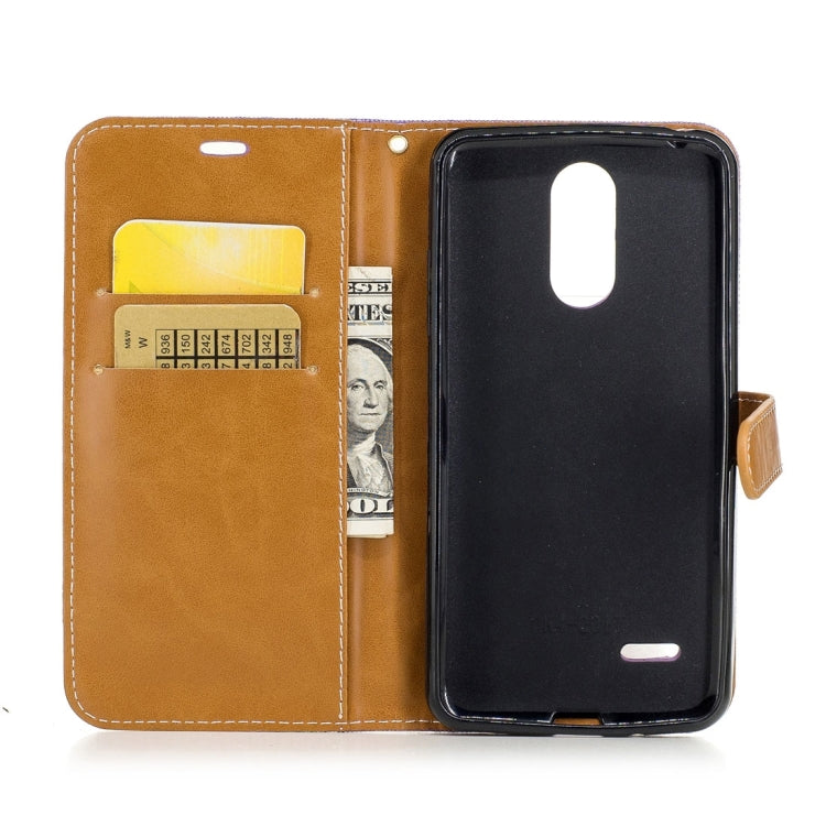 For LG K4 (2017) (EU Version) Denim Texture Leather Case with Holder & Card Slots & Wallet & Lanyard