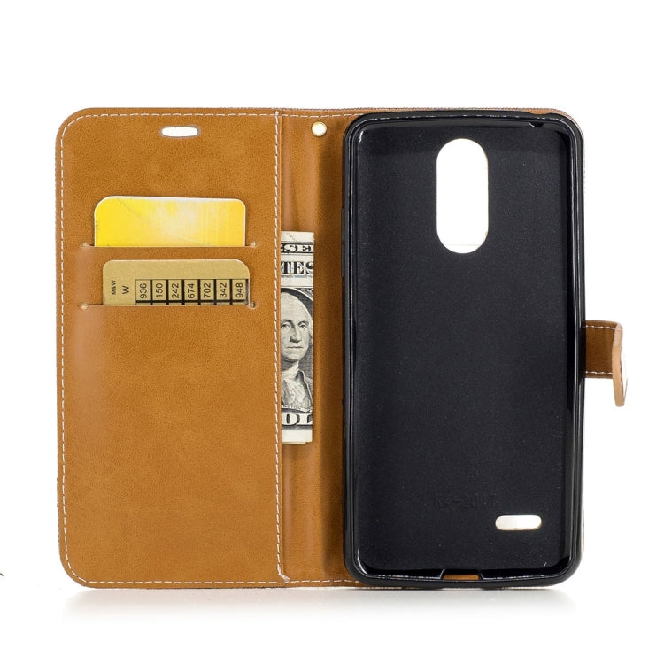 For LG K4 (2017) (EU Version) Denim Texture Leather Case with Holder & Card Slots & Wallet & Lanyard