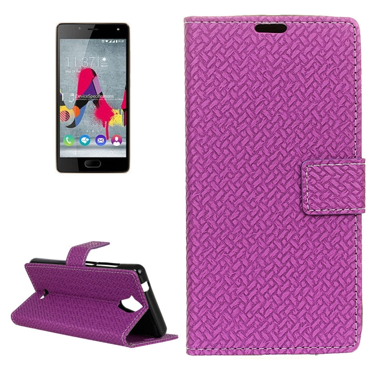 For Wiko U Feel Lite Weaving Texture Horizontal Flip PU Leather Case with Holder & Card Slots & Wallet & Photo Frame