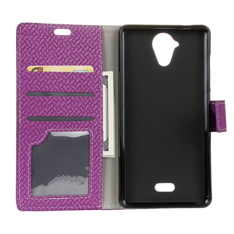 For Wiko U Feel Lite Weaving Texture Horizontal Flip PU Leather Case with Holder & Card Slots & Wallet & Photo Frame