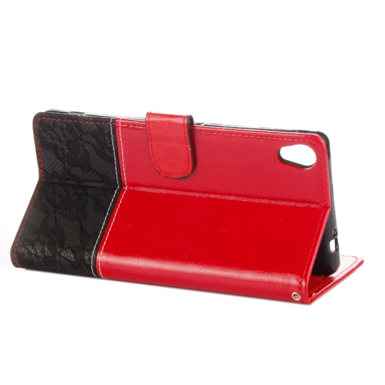 For Sony Xperia XA1 Ultra Lace Stitching Leather Case with Card Slots & Holder & Wallet