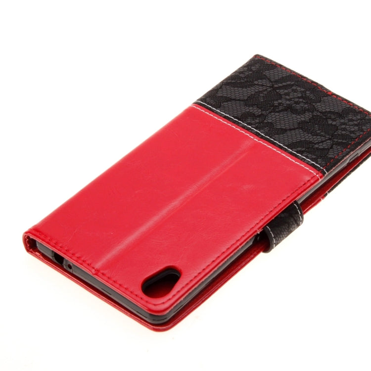For Sony Xperia XA1 Ultra Lace Stitching Leather Case with Card Slots & Holder & Wallet