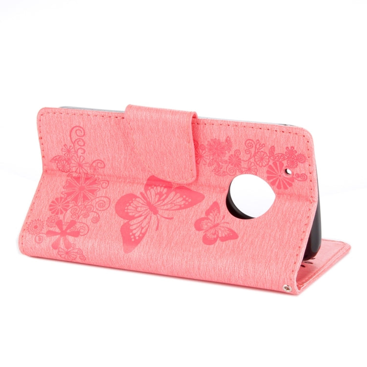 For Motorola Moto G5 Plus Pressed Flowers Butterfly Pattern Horizontal Flip Leather Case with Holder & Card Slots & Wallet