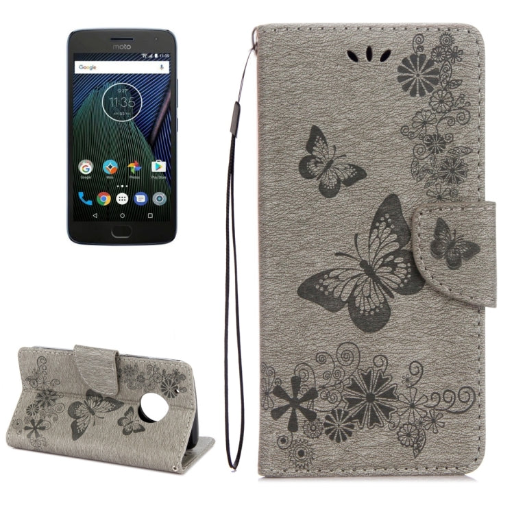 For Motorola Moto G5 Plus Pressed Flowers Butterfly Pattern Horizontal Flip Leather Case with Holder & Card Slots & Wallet